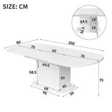 Extendable Oval Dining Table, L 140/200 X W 80 X H 75 Cm, Table With Storage, Coffee/Lounge Table, Modern And Minimalist Dining Table, Multifunctional Space-Saving Table, White And Silver Handle - Putih - View 5