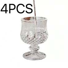 12/6/4/2/1pc Diamond/Butterfly Pattern 40ML Stemmed Glass Cups, Transparent & Refractive, High-Aesthetic Mini One-Sip Teacups, Tall Stem Design Prevents Overdrinking - Clear - View 16