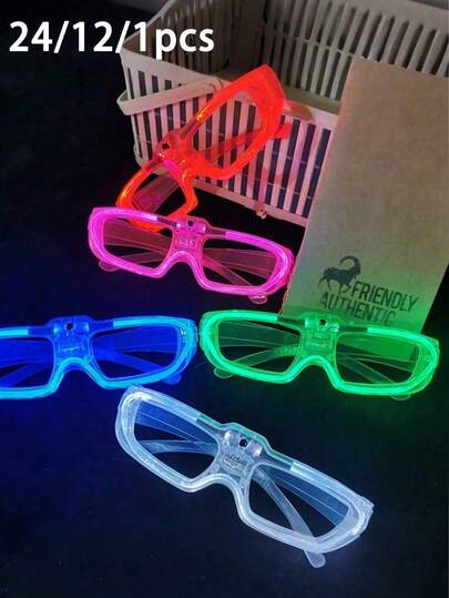 24/12/1 pieza Gafas LED Luminosas - Gafas de Fiesta (Cuadradas, Tamaño 15 Cm/5.91 In) Con 3 Modos de Iluminación, Adecuadas Para Fiesta, Boda, Bar, Accesorios de Fiesta, Vacaciones, Juguete, Concierto, Decoración de Fiesta, Suministros para Fiesta en la Piscina, Fiesta de Moda, Despedida de Soltera, Novia, Decoración de Boda de Dama de Honor, Suministros para Fiesta Luminosa, Copa del Mundo 2026, Navidad y Otros Suministros para Ocasiones de Fiesta o Regalos de Cumpleaños