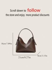 Women's Two-Tone Design Mini PU Handbag Fashionable Shoulder Bucket Bag - Coffee - View 2