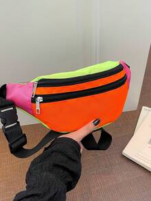 Bolso de cintura/bandolera para mujer; diseño de bloques de color unisex; adecuado para ciclismo, senderismo, actividades al aire libre y fitness. - Multicolor - Ver 15