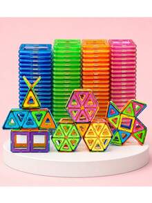 Magnetic Building Block Toy, Creative STEM Magnetic Tiles, Support Children's Brain Development - Multicolor - View 2