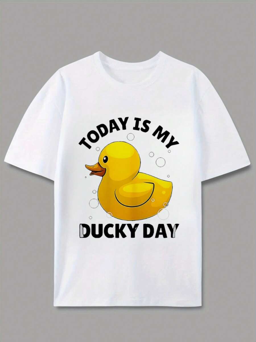 Camiseta Casual de Estilo Divertido para Hombre con Diseño Gráfico 'Hoy Es Mi Día del Pato', Ropa de Verano y Primavera, Regalo Perfecto para Amantes de los Patos y Fanáticos del Humor - negro - Ver 1