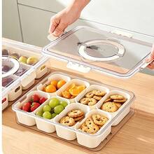 Caja Bento Dividida para Picnic y Camping al Aire Libre, Contenedor de Almacenamiento Hermético y Transparente para Frutas en Refrigerador, Caja para Condimentos y Especias, Caja de Almacenamiento Dividida Hermética para Cocina, Caja a Prueba de Humedad para Conservar Frescura - Ver 2