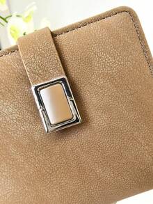 Women's Short Straw Woven Bag Soft PU Snap Wallet Clip Multi-Functional Coin Purse ID Card Holder, Simple Lightweight Compact Exquisite Convenient To Carry Suitable For Holiday Gift - Brown - View 6