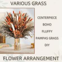 90pcs Natural Dried Fluffy Pampas Grass Boho Dried Flower Bouquet Long Lasting No Maintenance Floral Arrangements For Rustic Farmhouse Home Decor Boho Wedding Autumn Harvest Table Centerpieces Party Event Decoration Natural Aesthetic Home Styling - Autumn Pampas Grass - View 3