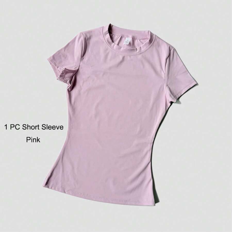 WAREBALL-Conjunto de Yoga para mujer, ropa deportiva para gimnasio, Top deportivo, pantalones cortos de cintura alta, - Rosa - Ver 1