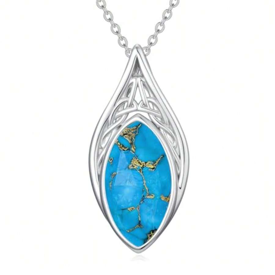 YYB - Collares de lágrima celta para mujer, collar con colgante s preciosas filigrana para Navidad, San Valentín, Día de la Madre, regalos de cumpleaños para mujeres, su esposa - Turquesa-diciembre - Ver 1