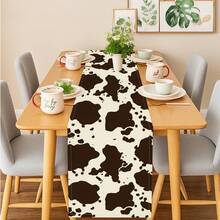 1 Pieza Camino de Mesa con Estampado de Vaca Estilo Western Granja Lavable Adecuado para Fiestas al Aire Libre y en Interiores Cocina Hogar Mesa de Comedor Centro de Mesa Puede Usarse para Sala de Estar Mesa de Comedor Rectangular Decoración de Restaurante - Camel - Ver 8