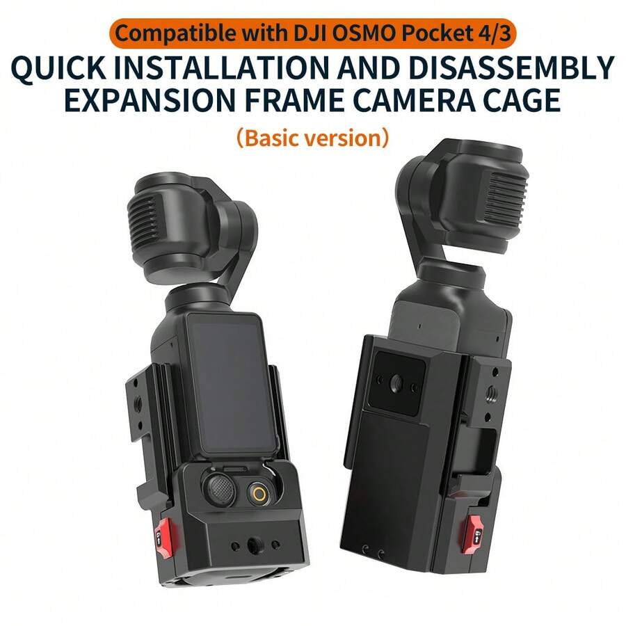 Aluminum Alloy Metal Camera Cage Expansion Frame Adapter With Backpack Clip Quick Release Base, Neck Mount Cycling Cold Shoe Bracket For Osmo Pocket 4/3 - View 1