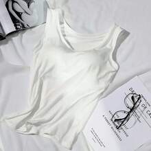 Women's Vest Tops With Built-In Padded Bra, Fitted Tank Tops, Sexy Shirts, Casual Underwear For Women, Slimming Lingerie Top - 白色 - 查看 1