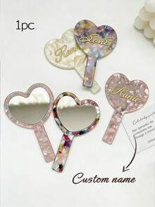 1pc Personalized Makeup Mirror, Mini Customized Handheld Mirror, Powder Compact Mirror, Portable Makeup Mirror, Personalized Women's Pocket Mirror, Suitable For Home, Travel, Makeup Bag, Wedding, Bridesmaid Gift, Multi-Functional, Highly Decorative - Multicolor - View 2