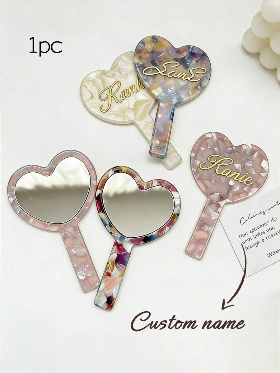 1pc Personalized Makeup Mirror, Mini Customized Handheld Mirror, Powder Compact Mirror, Portable Makeup Mirror, Personalized Women's Pocket Mirror, Suitable For Home, Travel, Makeup Bag, Wedding, Bridesmaid Gift, Multi-Functional, Highly Decorative