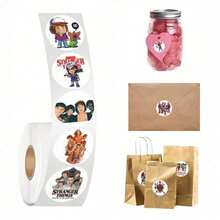 1 Roll Stranger Things Scroll Stickers, Popular American TV Series Stranger Things Peripheral Decorations, Handbooks, Notebook Stickers Diy,The Perfect Holiday Gift, A Gift For Fans And Friends - Multicolor - View 2