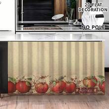 1pc, Home Decor, Red Apple Theme Pattern Printed Table Skirt, Kitchen Small Curtain, Kitchen Cabinet Cover, With Curtain Holes, Easy To Hang, Rectangular, Machine Woven, Machine Washable, Kitchen Decoration And Accessories, Perfect For Kitchen Cabinets And Home Decor - Multicolor - View 3