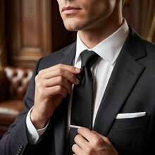 Set Of 3 Light Gray Ties For Groomsmen, Weddings, And Events - Negro - Ver 7