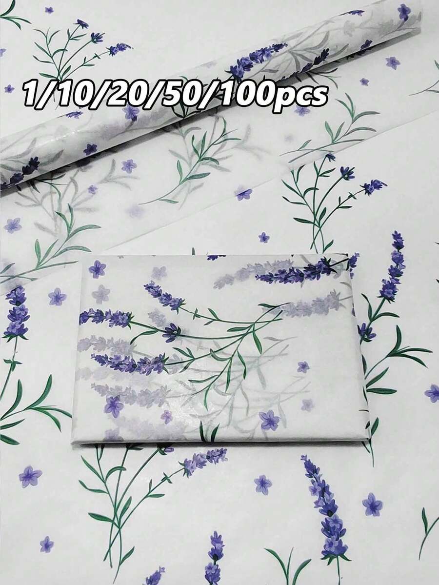 1/10/20/50/100張薰衣草禮品包裝紙，適用於派對禮品包裝、DIY手工藝、花束包裝、情人節禮品包裝、鞋子與衣物包裝、生日禮物、節日婚禮裝飾，非常適合手工藝品以及生日、婚禮等各種特殊場合