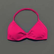 Sujetador deportivo halter con tiras para mujer, top sin costuras de alto soporte con efecto push-up para gimnasio, yoga y fitness - Rojo - Ver 9