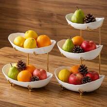 3/2 Tier Elegant Fruit Tray With Gold Stand, Premium Dessert Cupcake Display Rack, Suitable For Wedding Reception And Party Decoration, Fruit Rack Snack Organizer Tray, Suitable For Afternoon Tea Party Centerpiece - Multicolor - View 12