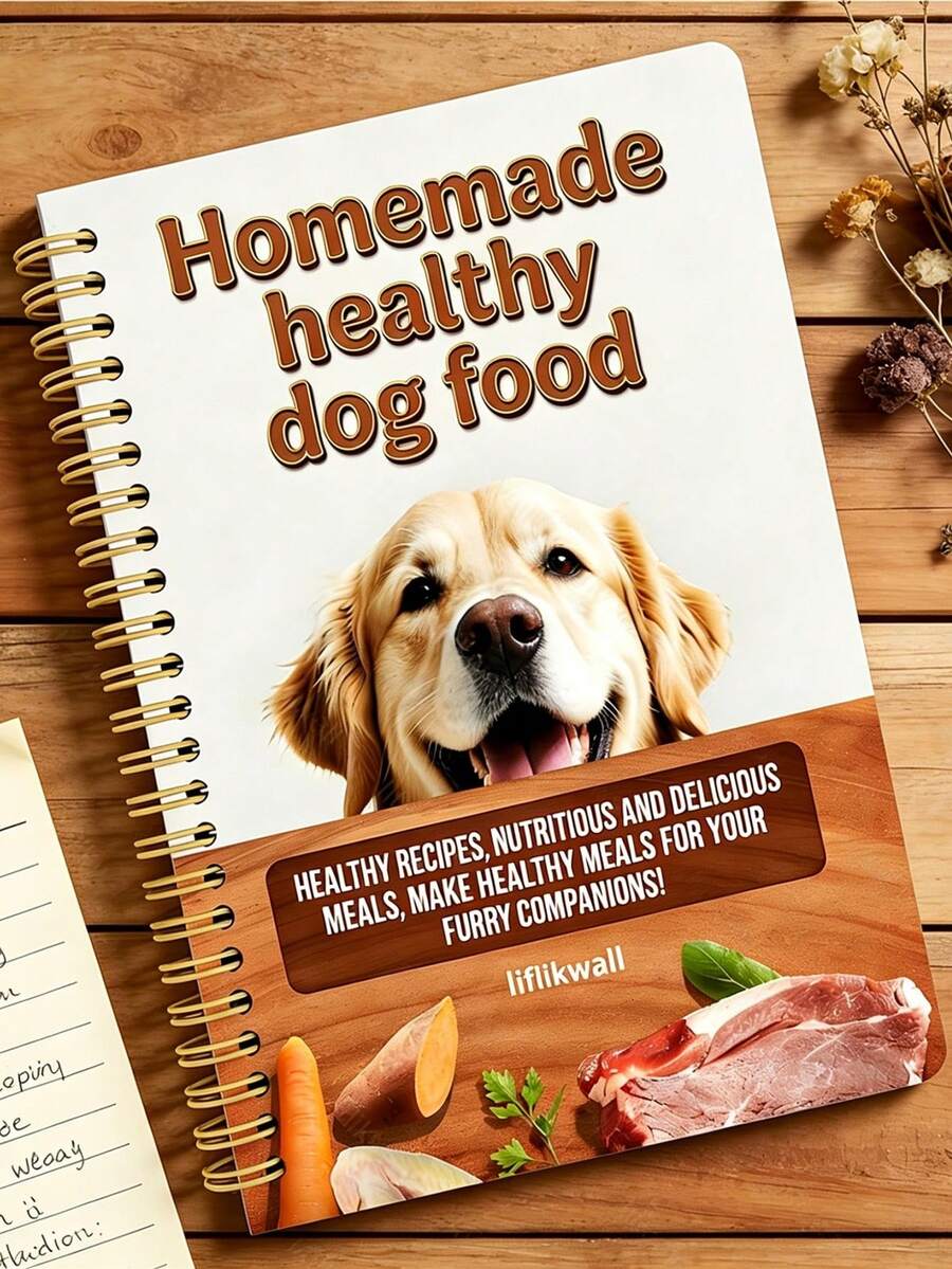 1PC Homemade Dog Food Recipe Planner With Convenient Spiral Binding, Providing Your Pet With A Healthy Eating Plan. Exquisite Paper Page Design, Caring For Pet Health - A - View 1