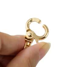 2入 旋轉扣環夾，雙開口旋轉快扣金屬旋轉扣環 吊繩快扣 附彈簧O型環 龍蝦扣 適用於鑰匙圈與包包 - 金色 - 查看 6