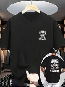 Men's Western Cowboy Print T-Shirt - Short Sleeve With Rodeo And Country Music Motifs, Breathable Knit Fabric, Wrinkle-Resistant Summer Casual Shirt - 白色 - 查看 10