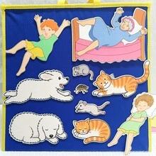 hoojojo 12 Pcs Sleepy House Story Felt Set, Interactive Storytelling Role-Play Felt Board Kit, Story Sequencing Cards, Creative Reading Game Props, Early Literacy Learning Kit, Classroom Activity Supplies, Back-To-School Set, Home & Group Learning Tools - Multicolor - View 11