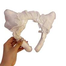 Diadema Lolita bidimensional, pinza para el cabello con orejas de gato para niñas, cosplay, convención de anime, diadema de sirvienta Lolita. - Nuevo vestido rosa de sirvienta con orejas de gato y lazo. - Ver 5