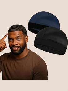 2pcs Men's Premium Wave Caps, Suitable For 360, 540, 720 Wave Hairstyles, Good Compression Caps, Can Be Worn Over Durag - A - View 11