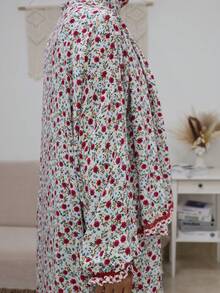 Sultan Women's Comfortable Breathable Lace Long Prayer Robe Fashion Print Dress White - White - View 6