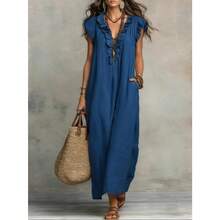 2026 European And American Spring And Summer New Bohemian Flying Sleeves And Ground Length - Blue - View 1