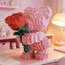 3996pcs Flower Bouquet Bear Building Blocks, Romantic DIY Construction Toy, Collection Model, Home Decor, Birthday Gift, 1 Piece Room Decor - Multicolor - View 6
