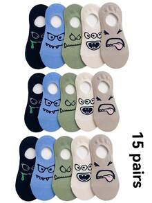 5/10 Pairs Men's Thin Breathable Odor-Resistant Casual Funny Boat Socks Sweat-Absorbing Simple Short Socks - Multicolor - View 8