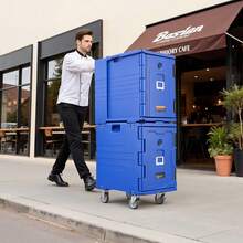 90L Insulated Food Container Carrier, Hot Box For Catering, LLDPE Food Container Carrier With One-Piece Buckle, Front Loading With Handles, End Loader With Wheels - 90 L - View 1