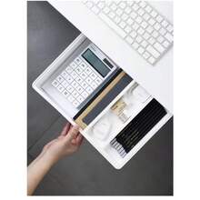Under Desk Drawer, No Drilling Required, Hidden Storage Box, Suitable For Office And Student Desks, Can Hang Stationery And Miscellaneous Items ﻿ - White - View 7