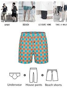 1piece Of Men Underwear, Soft And Comfortable Checkered Pattern Design Loose Corner Shorts, With Button Placket, Suitable For Daily Wear And Vacation - Multicolor - View 7
