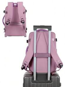 1pc Multi-Color Travel Laptop Backpack, Waterproof With Luggage Strap, Multi-Pocket Design, Suitable For Travel And Daily Use, Summer Essential - Multicolor - View 5