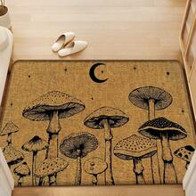 1 pieza, Decoración del hogar, Estampado de patrón de hongos, Alfombra de cocina de lino, Tapete de cocina, Tapete de piso, Tapete de baño, Tapete de puerta, Impresión 3D rectangular, Adecuado para sala de estar, dormitorio, pasillo, baño, lavandería - Alfombra de poliéster, Adecuado para decoración del hogar interior y exterior - Multicolor - Ver 4