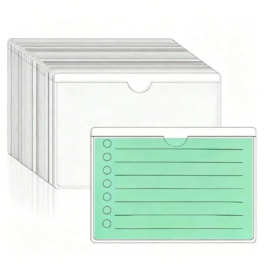 20/10/5pcs Self-Adhesive Label Holders, Transparent Name Card Sleeves 2 Sizes, Self-Adhesive Checkbook Covers, Waterproof Labels For Storage Boxes, Classrooms, Offices And Home Organization