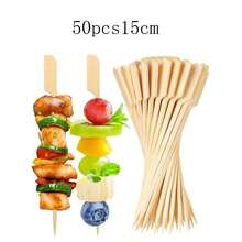 400/300/200/100/50/20pcs Appetizer Bamboo Skewers, Long Cocktail Picks, Fancy Appetizer Toothpicks, Flat Paddle Wooden Food Sticks, For Party Drinks, Fruit, BBQ, Charcuterie Board Accessories - Apricot - View 14