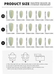 10pcs Handmade Cat Eye Pressure Nails, Medium Almond Gloss Fake Nails, Reusable Full Set Of Fake Nails Suitable For Daily Use - Green - View 3