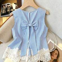 Women Blouses & Shirts - Blue and White - View 1