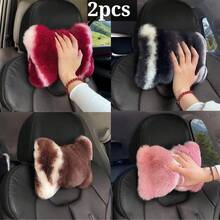 2pcs Cute Plush Car Headrest Neck Pillow, All-Season Universal Car Interior Accessory - 2pcs - View 10