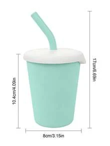 1pc Silicone Water Cup With 304 Stainless Steel Inner Liner (Includes Straw Lid) Baby Training Cup, Stage 1 Learning Feeding Cup - Stainless Steel Water Cup - View 6