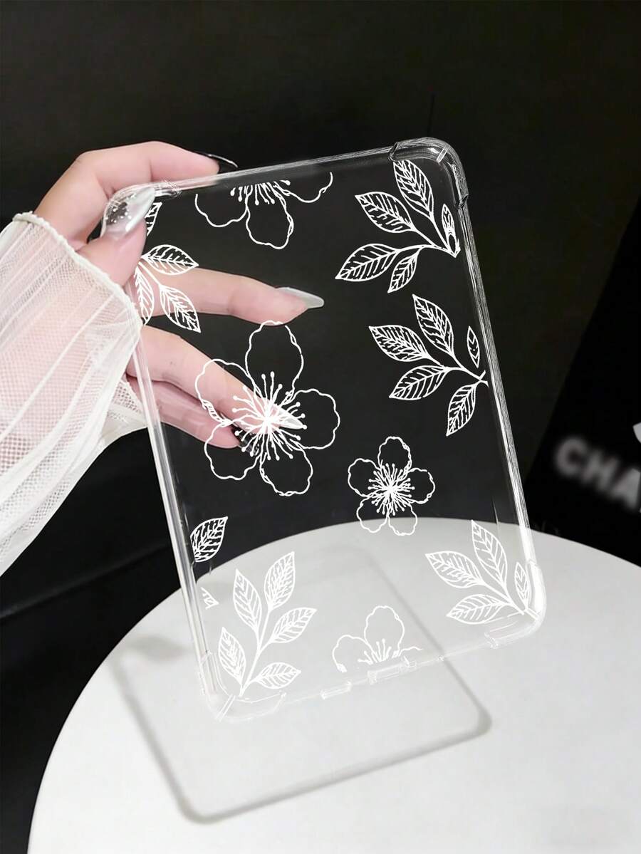 白色花卉時尚 Kindle 保護殼，INS 風格線條花葉圖案，防滑保護套，相容於 Kindle 11 代 2024/Kindle Paperwhite 12 代 2024/Kindle Colorsoft Signature Edition，Clara Colour/Bw/2E，防水防震防摔防刮，春季禮物，生日禮物