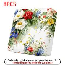 Juego de 1 pieza/2piezas/6piezas/8piezas Funda de Sofá Exterior con Estampado Digital de Acuarela Floral (Solo Funda de Sofá, Body del Sofá No Incluido) Protege Muebles de Sofá Decoración del Hogar Lavable a Máquina Funda de Cojín de Patio con Cierre de Banda Elástica, Funda de Cojín de Asiento de Sofá Exterior, Funda de Sofá de Patio, Funda de Muebles de Patio, Funda de Protección de Muebles de Sala de Estar, Adecuada para Cojines de Sofá de Jardín, Parque, Interior y Exterior, Sofá Seccional y Sillones - Multicolor - Ver 15
