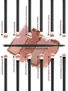 ronshadow Set Kuas Rias Mata Multifungsi 13 Buah, Berbagai Ukuran Kuas Perona Mata + Kuas Blending + Kuas Eyeliner Detail + Sisir Alis Dua Ujung dengan Tas Penyimpanan Beludru - MultiWarna - View 9