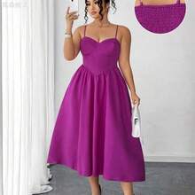 xuehuamaoyi02  Vestido de tirantes finos de talla grande con tonos morados - Rosa Pálido - Ver 2