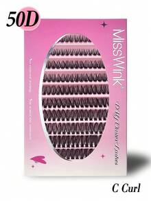 Miss Wink 50D Fluffy Curled Natural Synthetic Eyelash Extensions, 8-16mm Mixed 0.07mm C/D Curl, 4/7/10 Rows, 80/140/200 Clusters, Fluffy 3D Effect Lashes, Suitable For Light/Heavy Makeup, Daily Wear, Events - Black - View 8