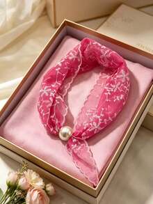 1件女款蕾絲葉片素色刺繡圍巾 - 彩色 - 查看 12